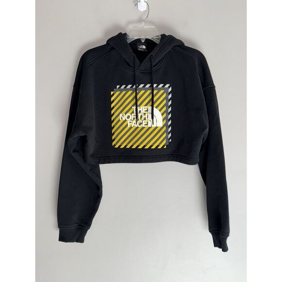 The North Face Womens Cropped Hoodie Black Yellow Cozy Preppy Outdoor Medium - Picture 5 of 13